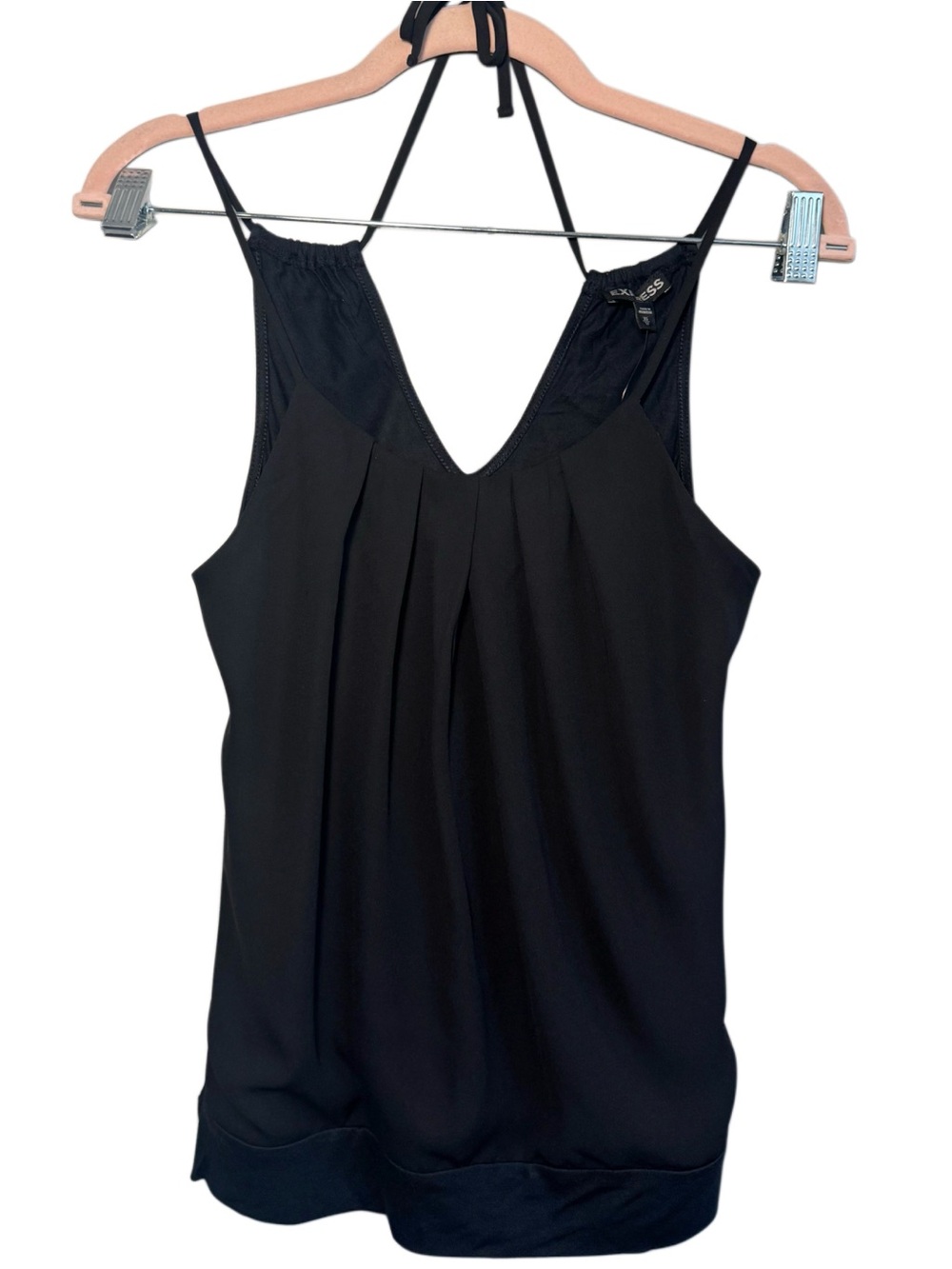 Express Black Pleated Halter Camisole